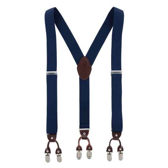 CTM Men's 1.375 Inch Wide Solid Color Y-Back Double Clip-End Suspenders - Picture 1 of 3